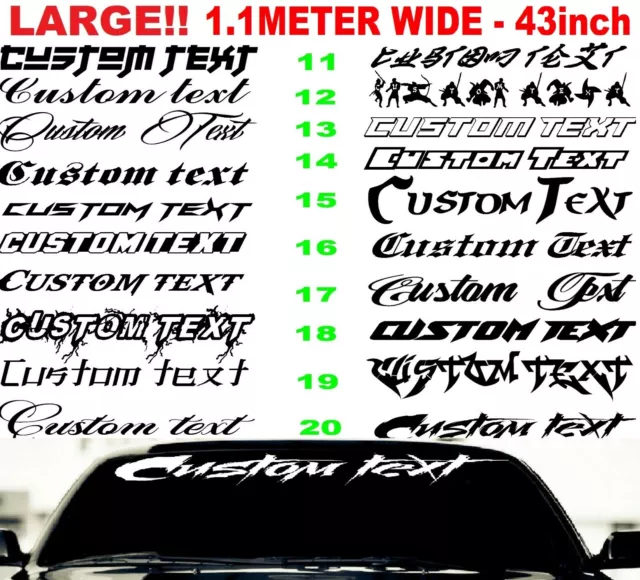 custom sticker decal car sign window full windscreen LARGE BIG 1100mm banner