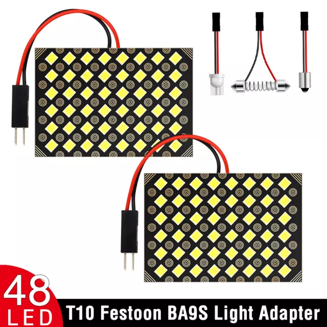 2x BA9S 233 T4W Led COB Xenon White Light Bulb Lamp Panel 239 272 501 Adapter