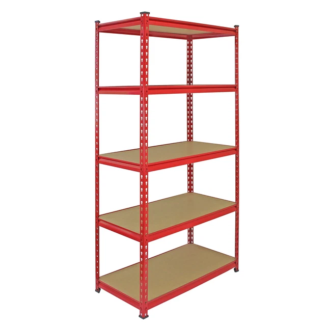 Garage rosso resistente unità scaffalatura a Z 5 livelli 90 cm sistema di scaffalature magazzino alloggiamento