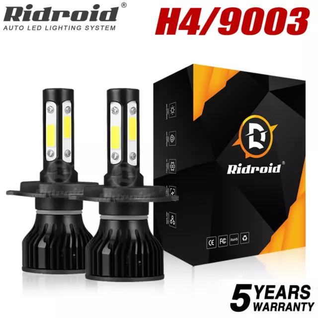 9003 H4 LED Headlight Bulbs Kit 240W 24000LM High Low Beam Super Bright White