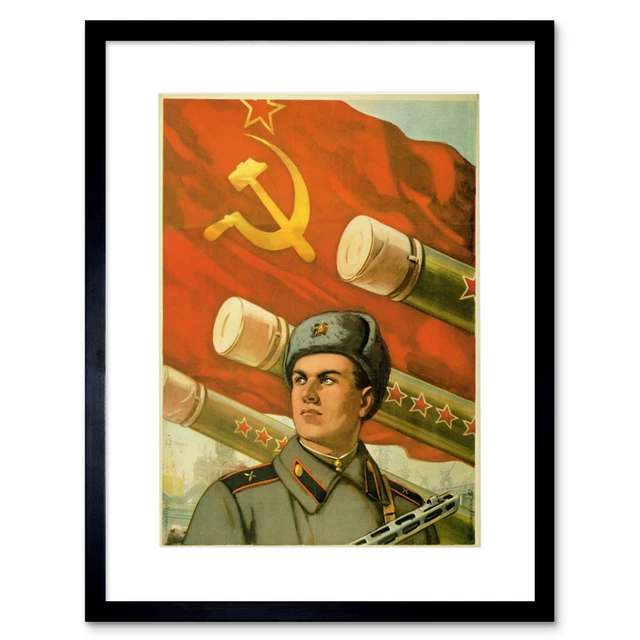 Military Artillery Red Army Soviet USSR Poster Framed Wall Art Print 12X16 In