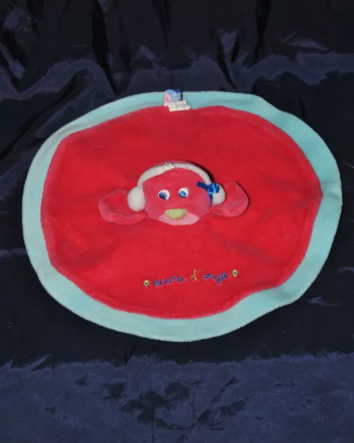 Peluche Doudou Oiseau Plat SUCRE D'ORGE Rond Rose Fushia Bleu TTBE