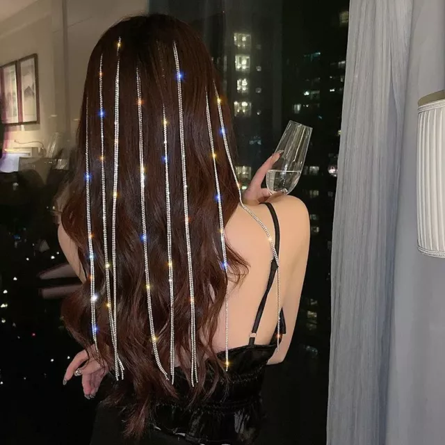 Luxury Rhinestone Hair Clip Braid Braided Hair Bands Girl Long Tassel Pearl Ribb