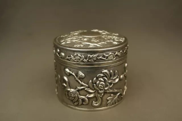 Antique Silver Chinese Export Box Case With Gilt Interior 19th Century 2