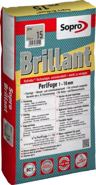 Sopro Brillant Perlfuge 1-10mm,Sanitärfarben Fugenmörtel Fugmasse 5 KG Fuge