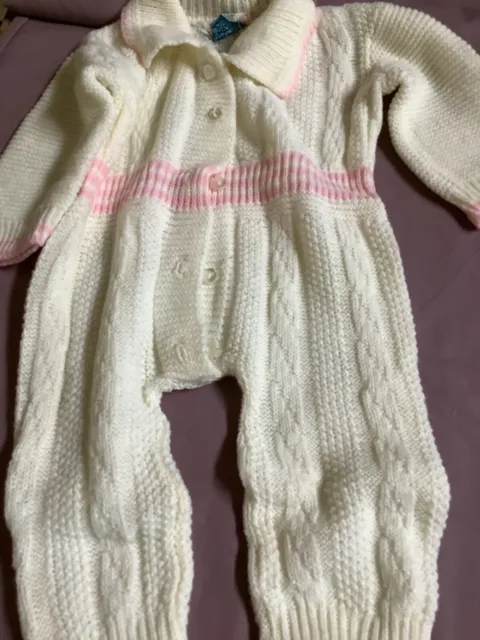 Vintage One Piece Knit Baby Romper Cradle Knit  3 Month