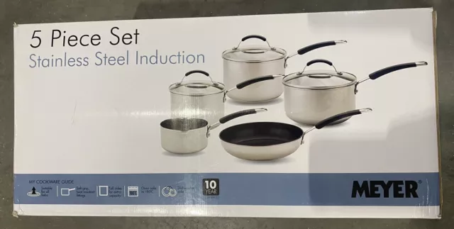 Meyer - Induction - 5-Piece Stainless Steel Cookware Set - Dishwasher Safe