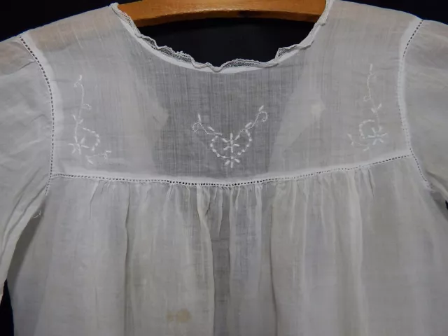 Antique BABY/DOLL DRESS~Christening GOWN~BAPTISTE EMBROIDERY VINTAGE BB300