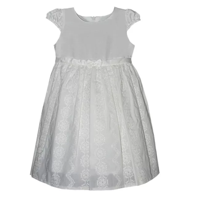 Baby Mädchen Kleid Festlich Taufe Party Hochzeit Baumwolle mit Seide Ivory weiß