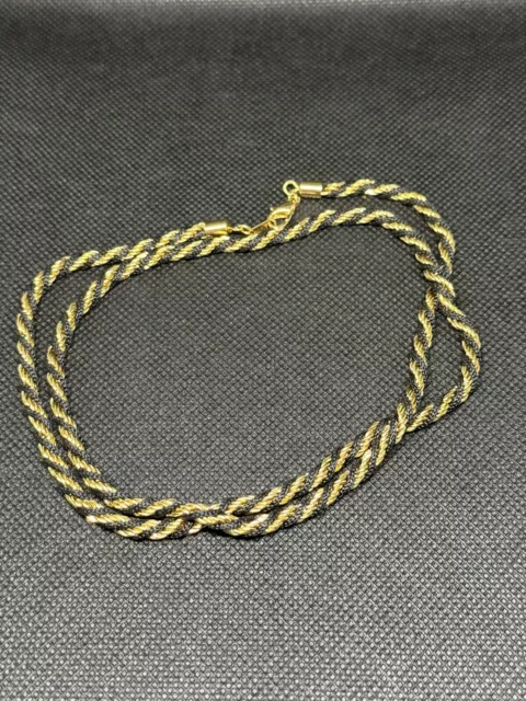 VINTAGE TRIFARI TWISTED Gold-Plated and Black Rope Long Chain Necklace ...