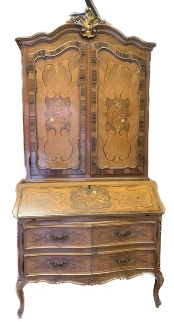 Stupendo Mobile Trumeau A Ribalta Fine Intarsio In Noce Grande Gusto Epoca
