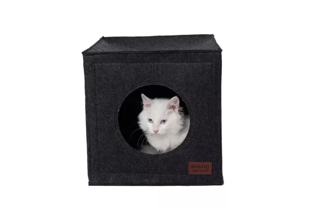 Maison pour chat en feutre avec coussin en peluche RAIKOU 33*33*37 cm