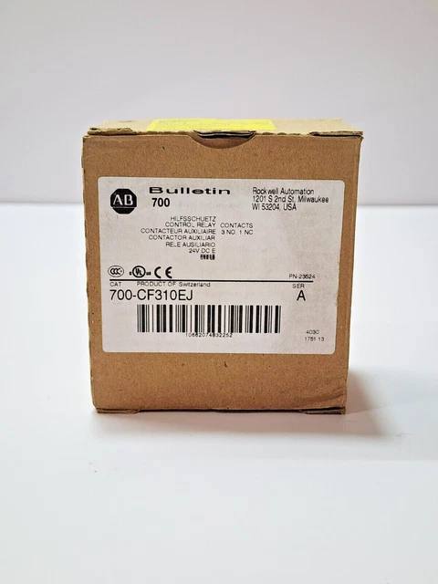New Allen Bradley Control Relay 700-Cf310Ej Series A