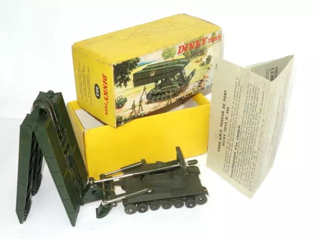 VRAI Dinky Toys FRANCE militaire 883 Char AMX poseur de pont pr.NEUF Boite orig