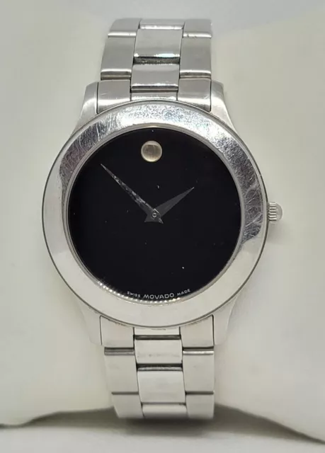 Orologio Analogico da Uomo Movado Museo Svizzero Tono Argento Quadrante Nero 84 C2 1893 F3