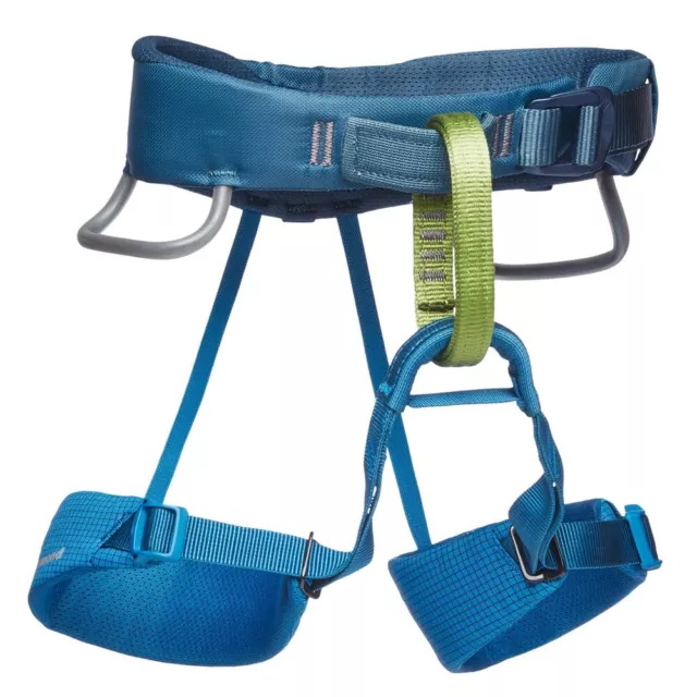 Black Diamond Momentum Kids Rock Climbing Harness, Kingfisher Blue - One Size