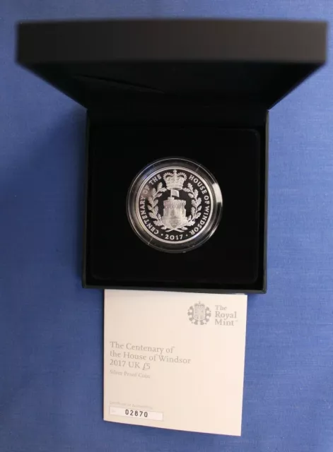 2017 Silver Proof £5 Crown coin "House of Windsor" in Case with COA