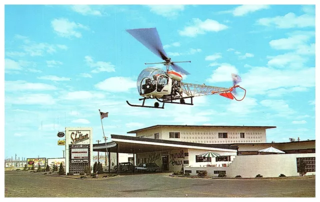 The Shalimar Hotel Motel With Helicopter Gallup Nm 💥 Vintage Postcard 💥#2 2