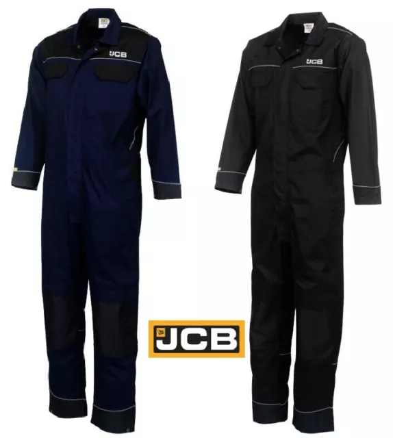 JCB Trade Coveralls Mens Knee Pad Heavy Duty Overalls Boilersuit Work Mechanics
