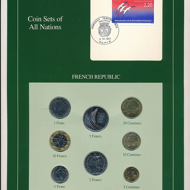 Coin Sets Of All Nations ~ French Republic ~ Proof Coins ~ W/ Card ~ Ships Free!