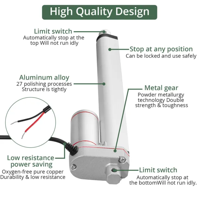 12V Linearantrieb Elektrisch Linear Actuator Motor 700N 50-1200mm Fast IP65 DE 3