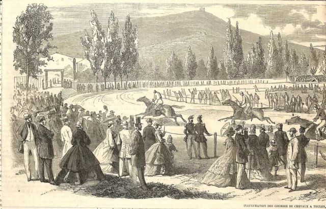 Toulon Inauguration Du Champ De Courses Gravure Illustration 1863