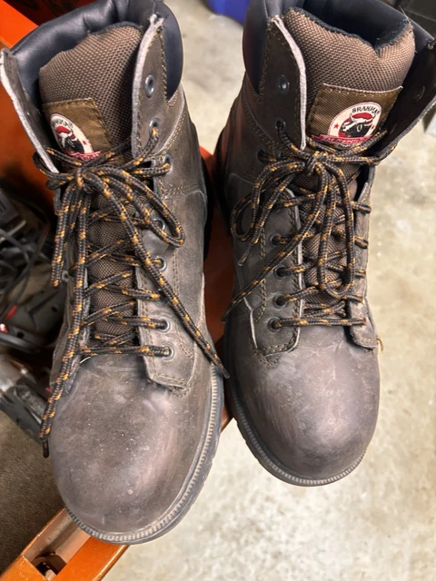 BRAHMA MENS MNBR0340100 Brown Raid Boots Steel Toe Lace Up  display picture 1