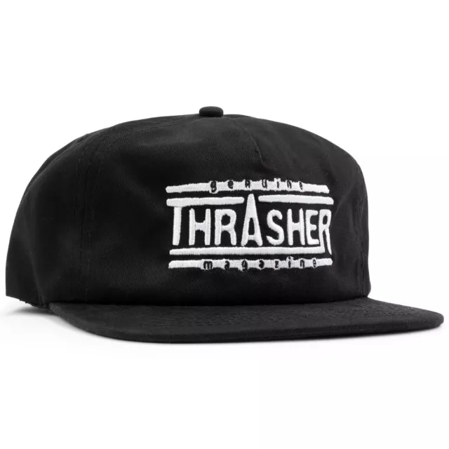 Thrasher Magazine GENUINE LOGO UNSTRUCTURED Skateboard Snapback Hat BLACK