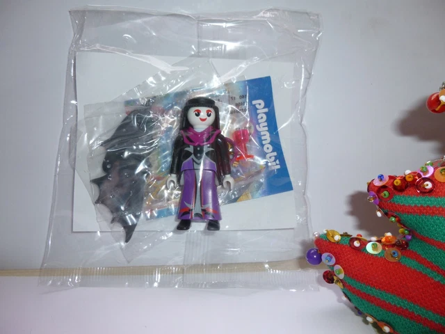 Figurine Playmobil Femme Vampire (réf. 34579) – Robe Noire, Rouge Et Rose – Occasion