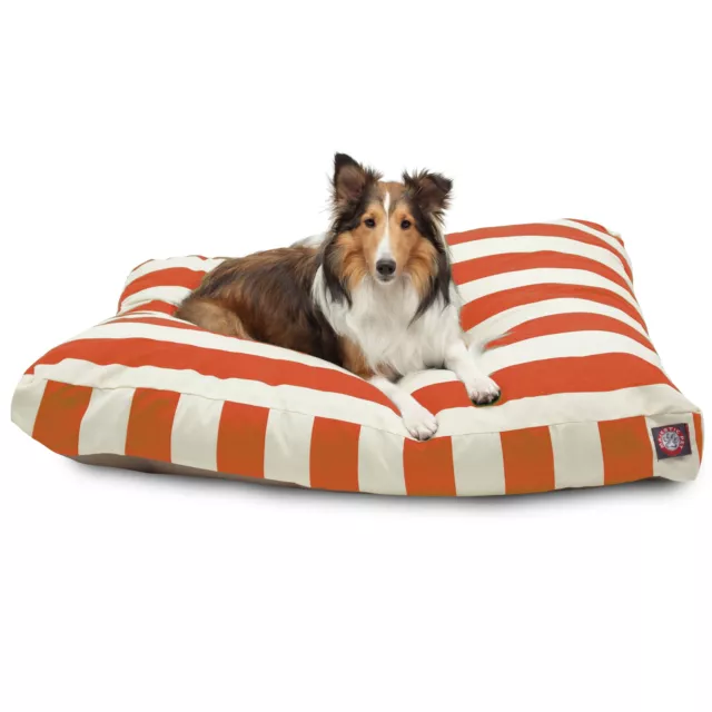 Majestic Pet Stripe Rectangle Pet Bed for Dog Removable Cover Burnt Orange Large