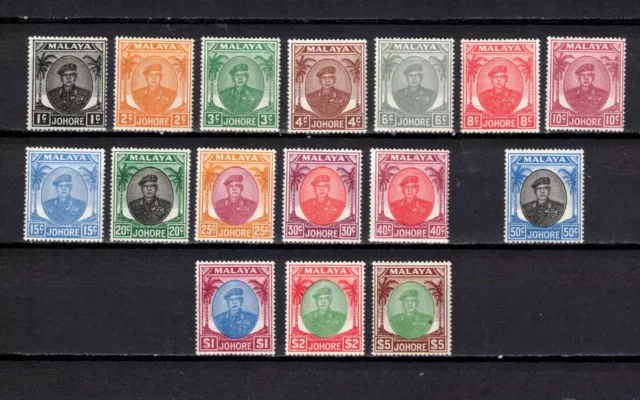 S47473 Malaya Johore 1949/55 MNH Def. Sultan Sir Ibrahim 15v $1.00 $2.00 $5.00