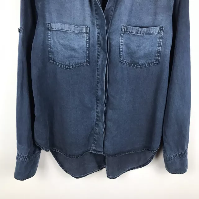 CLOTH & STONE Blue Tencel Denim Long Sleeve Blouse Dark Wash Small $27. ...
