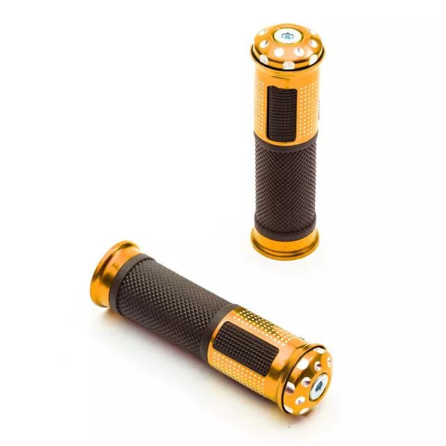 Motorcycle Handlebar Soft Grips 7/8 22mm Orange Alloy Bar End Weight Motorbike