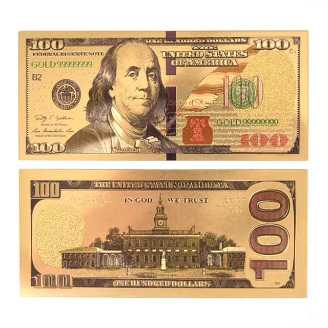 USA Gold Plated Banknotes Paper Money Non Currency Collection Gifts J CgM M.l8