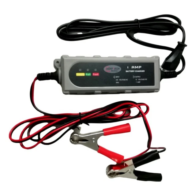 Chargeur Batterie de Voiture Auto Camion Bateau 12V 1A avec Câbles Pinces CE