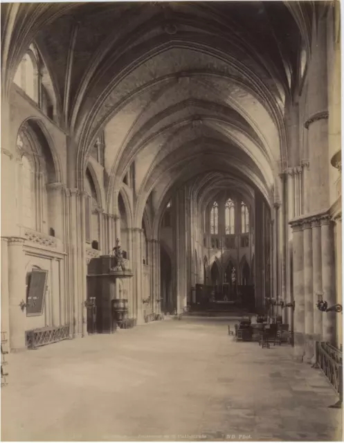 N. D. France, Cathédrale de Bordeaux, Intérieur Vintage Albumen Print Tirage a