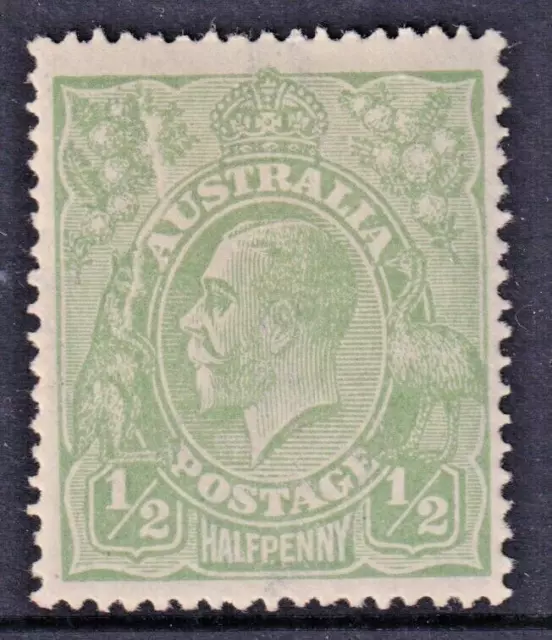 KGV - 1/2d Pale Green (LMW) *CRACKED ELECTRO* MINT HINGED ACSC 65(5)Ka (CV $500)