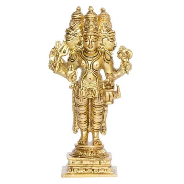 6 Hindu Gods Ganesha Shiva Brahma Vishnu Krishna Kartikeya Mini Brass Statue  Set