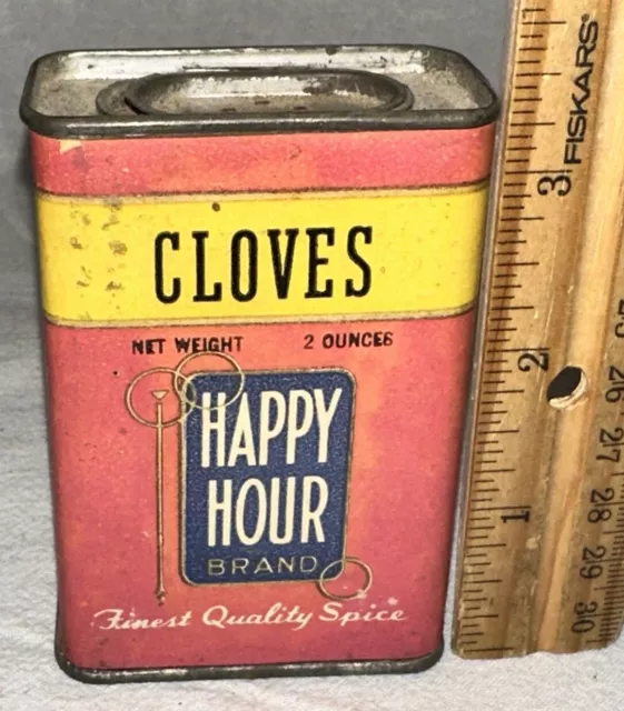 Antique Happy Hour Cloves Spice Tin Bloomington Il Country Store Grocery Can