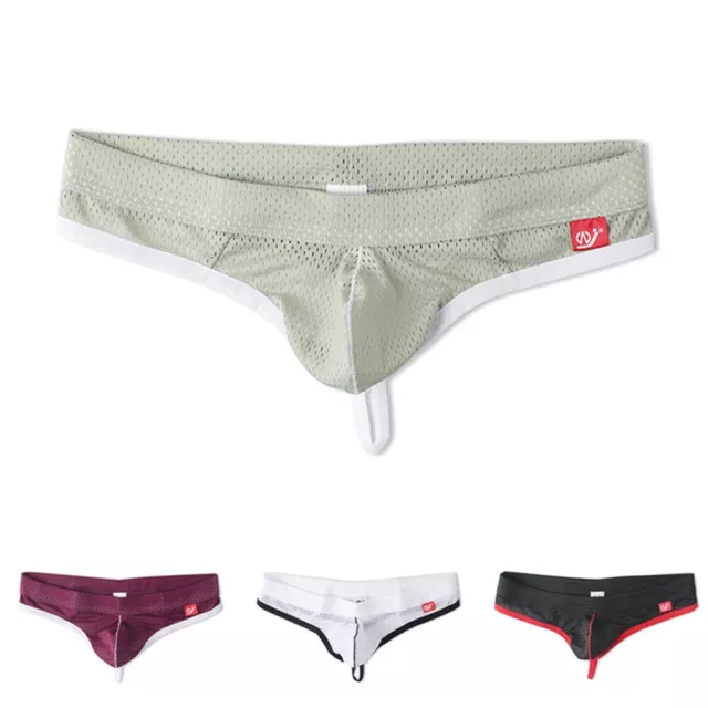 Breathable Comfort G String Thong Bikini Underpants with Mesh Bulge Pouch