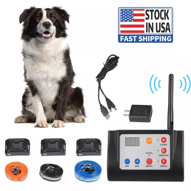 1/2/3 Pet Dog 2 in 1 Wireless Electric Fence Containment System Training Collar