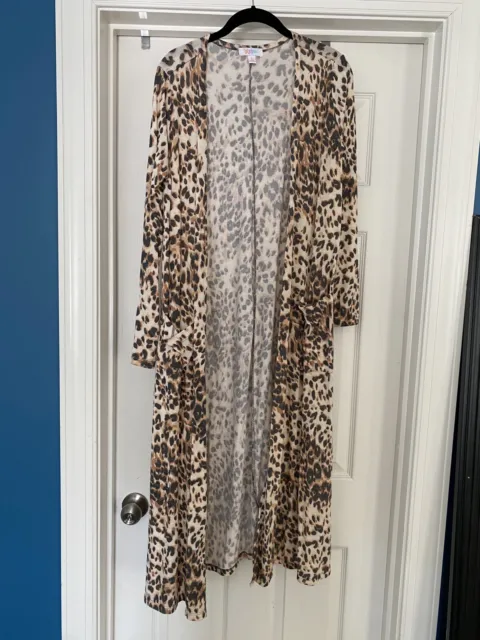 Lularoe Light Leopard Print Sarah Duster Cardigan Sweater Size Small