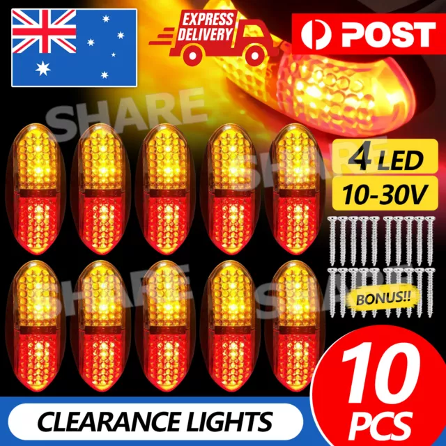 10X LED Clearance Lights Side Marker Amber Red Indicators Trailer Truck RV Lamp