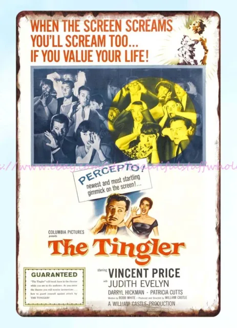 1959 The Tingler horror movie poster thriller scary metal tin sign bar design