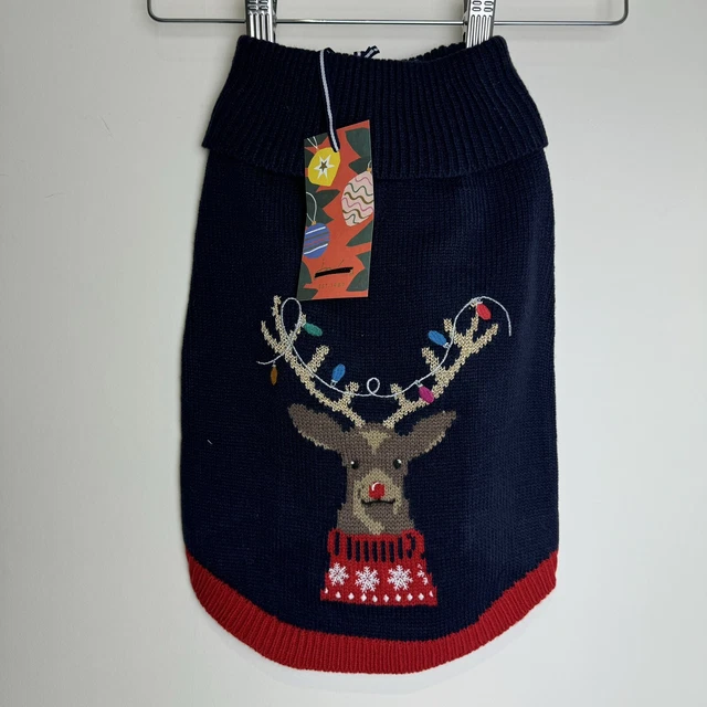 JOULES DOG CHRISTMAS Jumper Festive Reindeer Knitted Print Xmas Size Small 10.00 PicClick UK