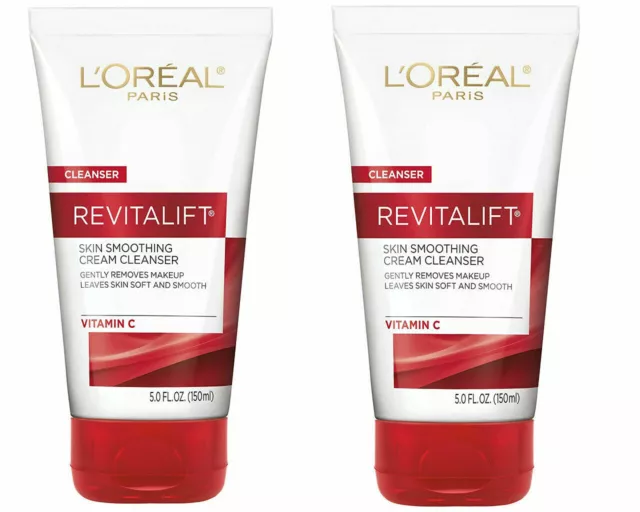 2 x L'Oreal Paris Revitalift Radiant Smoothing Facial Cream Cleanser 5 fl. oz ea