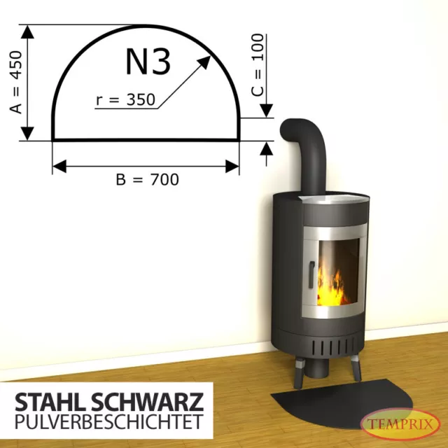 Kamin Bodenplatte Funkenschutz Kaminplatte Stahl schw Ofen Platte Ofenblech - N3