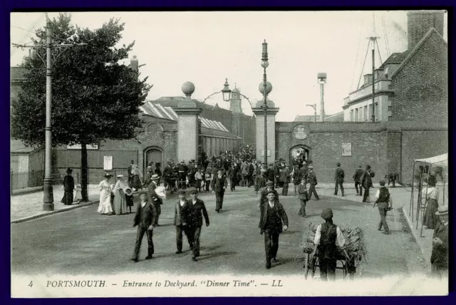 Early L.L. Postcard - Dinner Time - Entrance to Dockyard Portsmouth - Hampshire