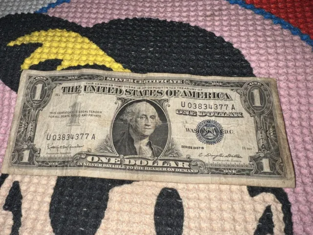 1957-B $1 Dollar Bill Silver Certificate Note LOW  BLUE SERIAL NUMBER