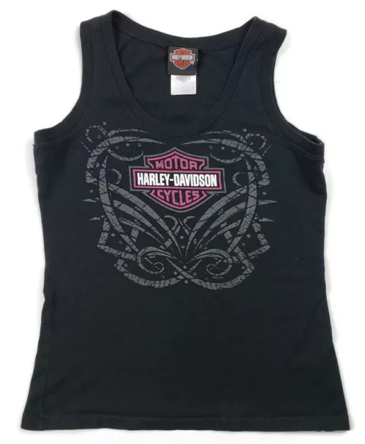 Harley Davidson Womens M Tank Top Chandler Arizona Black Pink Angel Wings 2012